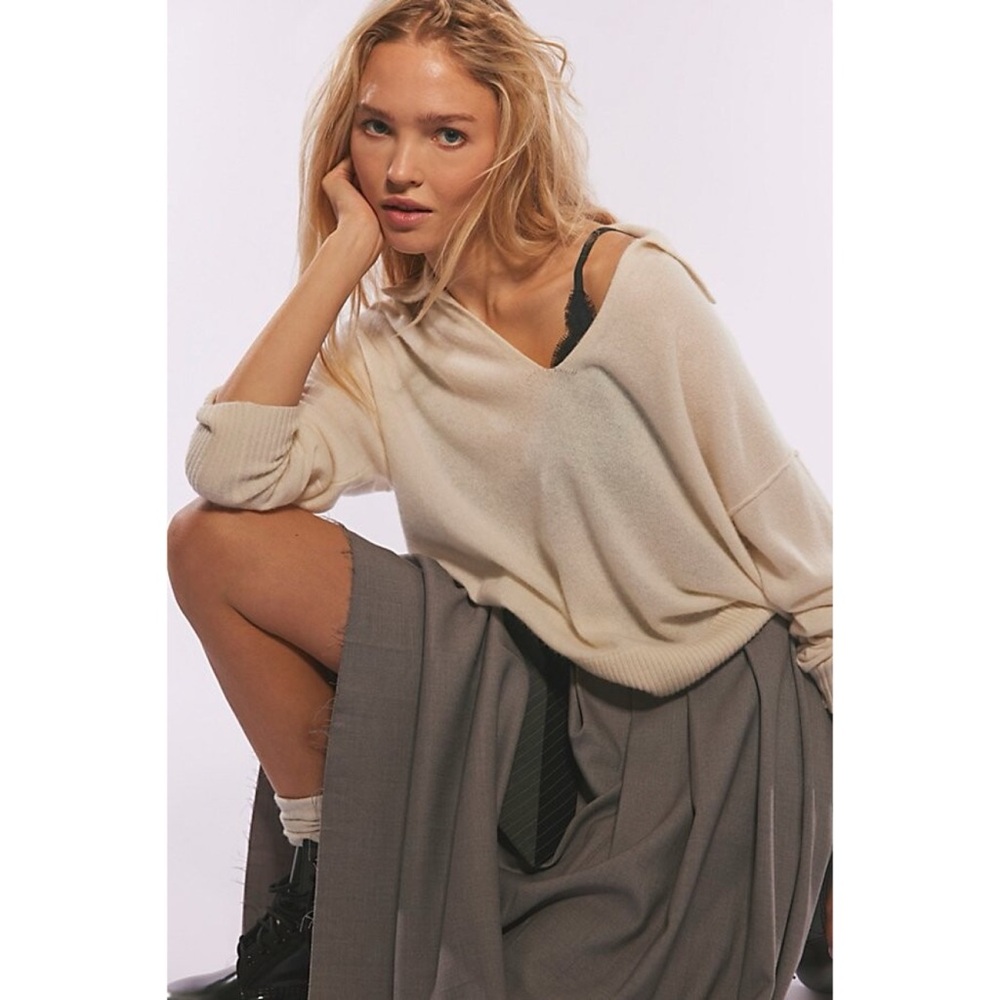 NWT Free People Eloura Cashmere Henley Sweater